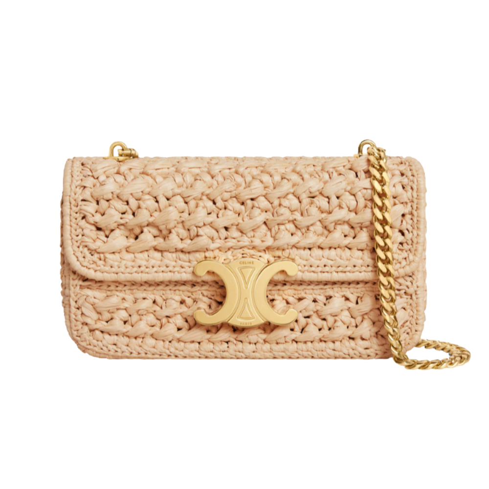 Celine Straw Chain Crossbody Bag 25x14cm